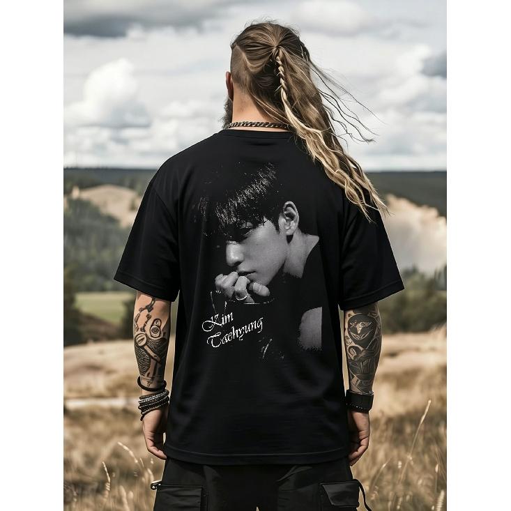 K-i Im Tehyung Graphic T-Shirt - Shirtidol Print Streetwear Style Round Neck Tee, Breathable All- Casual Shirt Suitable for Fnskoren Pop Aesthetic,