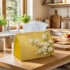 1pc Asian Classic Botanical Tissue Box Cover, Magnolia Floral Blossom High-Quality, Durable, Lightweight, Foldable Storage, Ideal for Living Room And 
