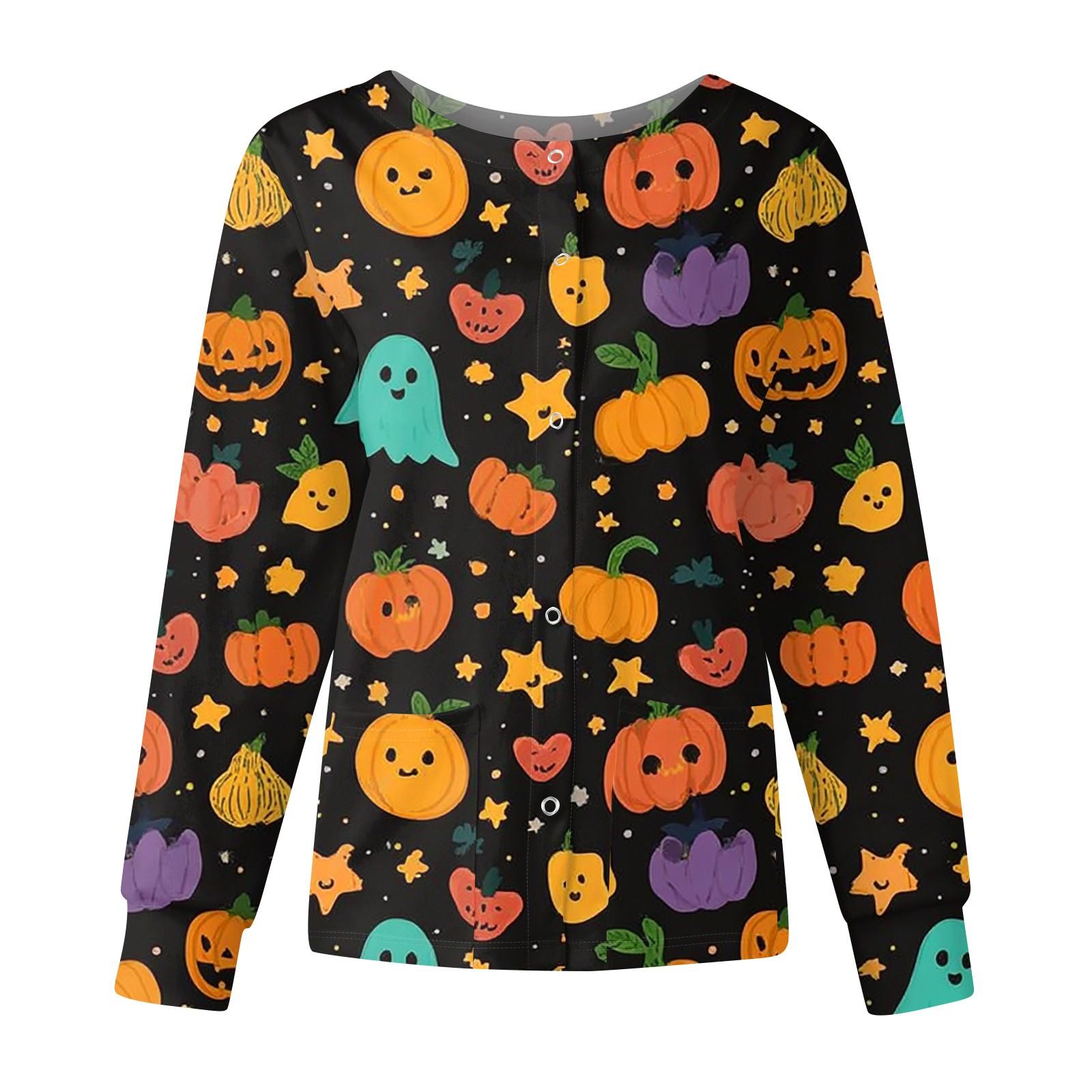 

Женская повседневная модная куртка с длинными рукавами, воротником-стойкой, однобортная, с принтом на Хэллоуин, рабочая куртка, топы XL