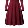 Spring Women Dress O Neck A-line Big Hem Long Sleeve Midi Dress Solid Color