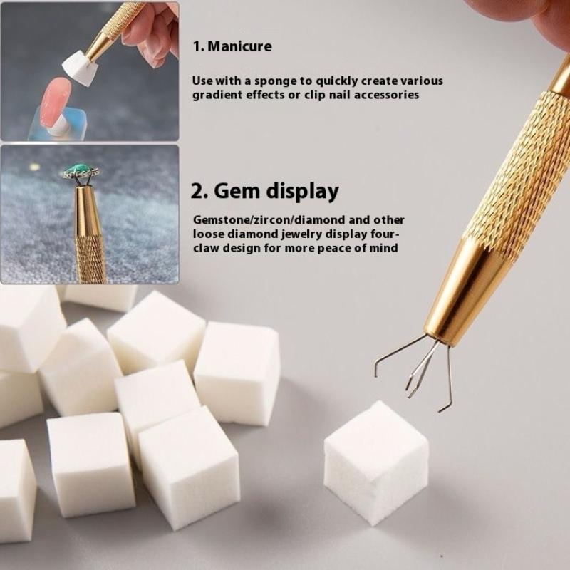 100Pcs/Box Gradient Sponge Brush With Tools For Nail Art Gel Polish Brush Glitter Powder Manicure Accessory