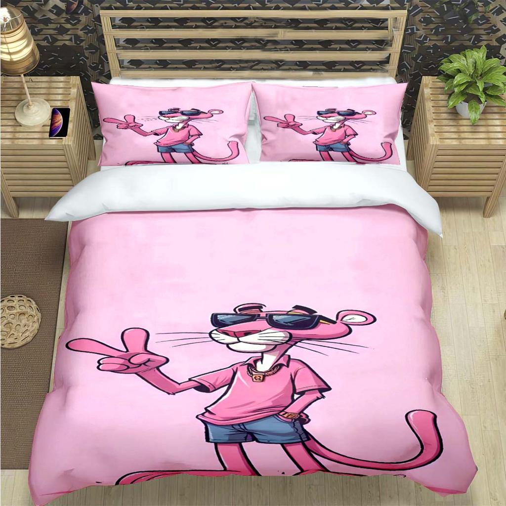 Comforter Crayon Pinkpanther Print Bedding Sets Bed Supplies Set Comforter Set Teens Girls Cartoon Twin Single Kid Gift