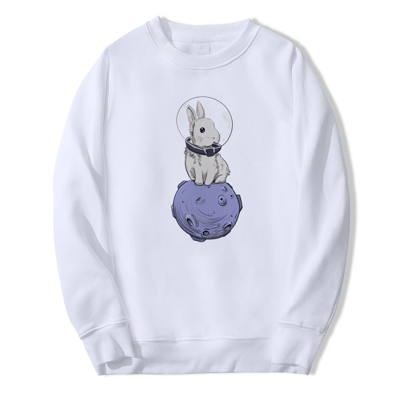 

Свитер Harajuku Экипаж шеи Sweatshirt Маленькая луна Кролик Печать Мода Loose Белый размер Xs-5Xl Top