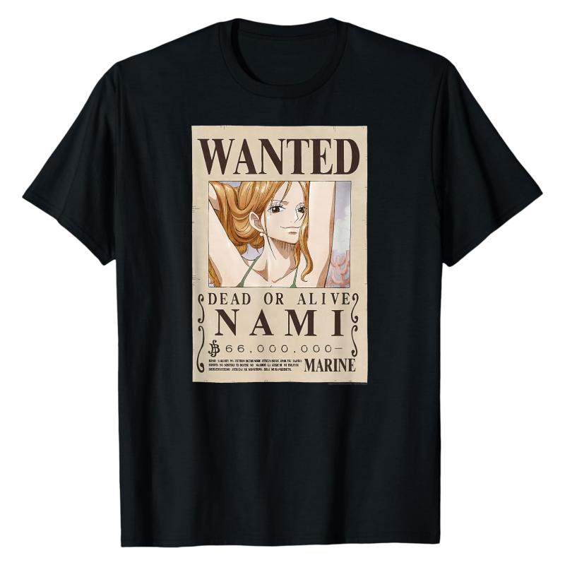 2026 Nami Wanted Poster One Piece TShirt Bounty Notice Graphic Print 100 Cotton Durable Classic Casual Fashion Street Tops
