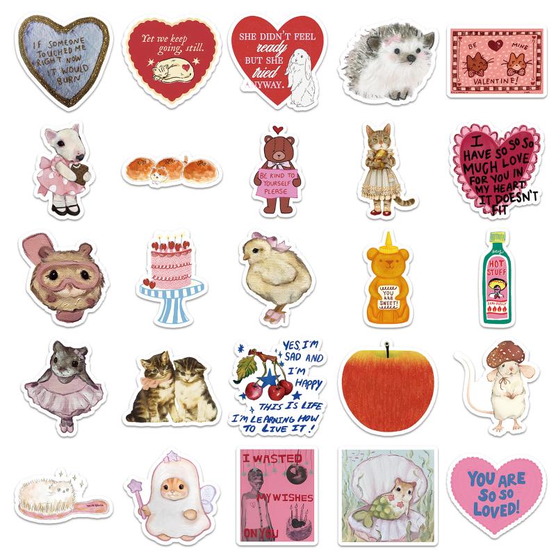

50Pcs/Set Retro Fairy Tale Style Cartoon Stickers Aesthetic Artsy Graffiti Stationery Laptop Vintage Decoration Decals
