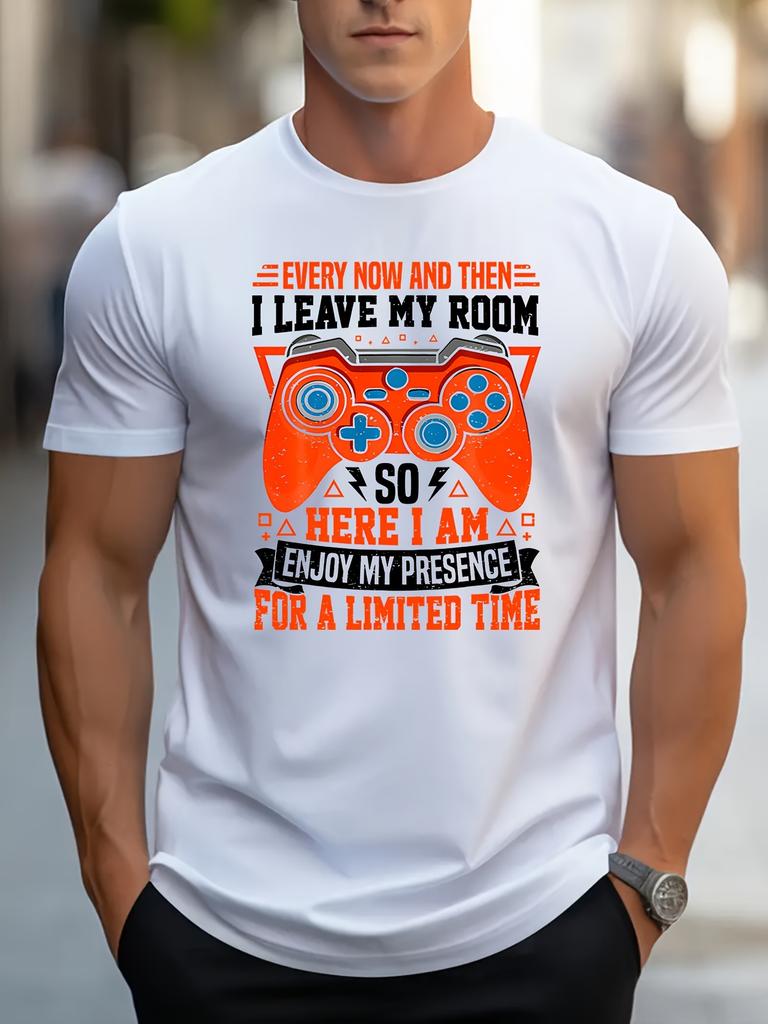 Spring & Summer Blend Casual Gamer T-Shirt - "Enjoy My Presence for a Limited Time" Graphic, Short Sleeve, Crew Neck