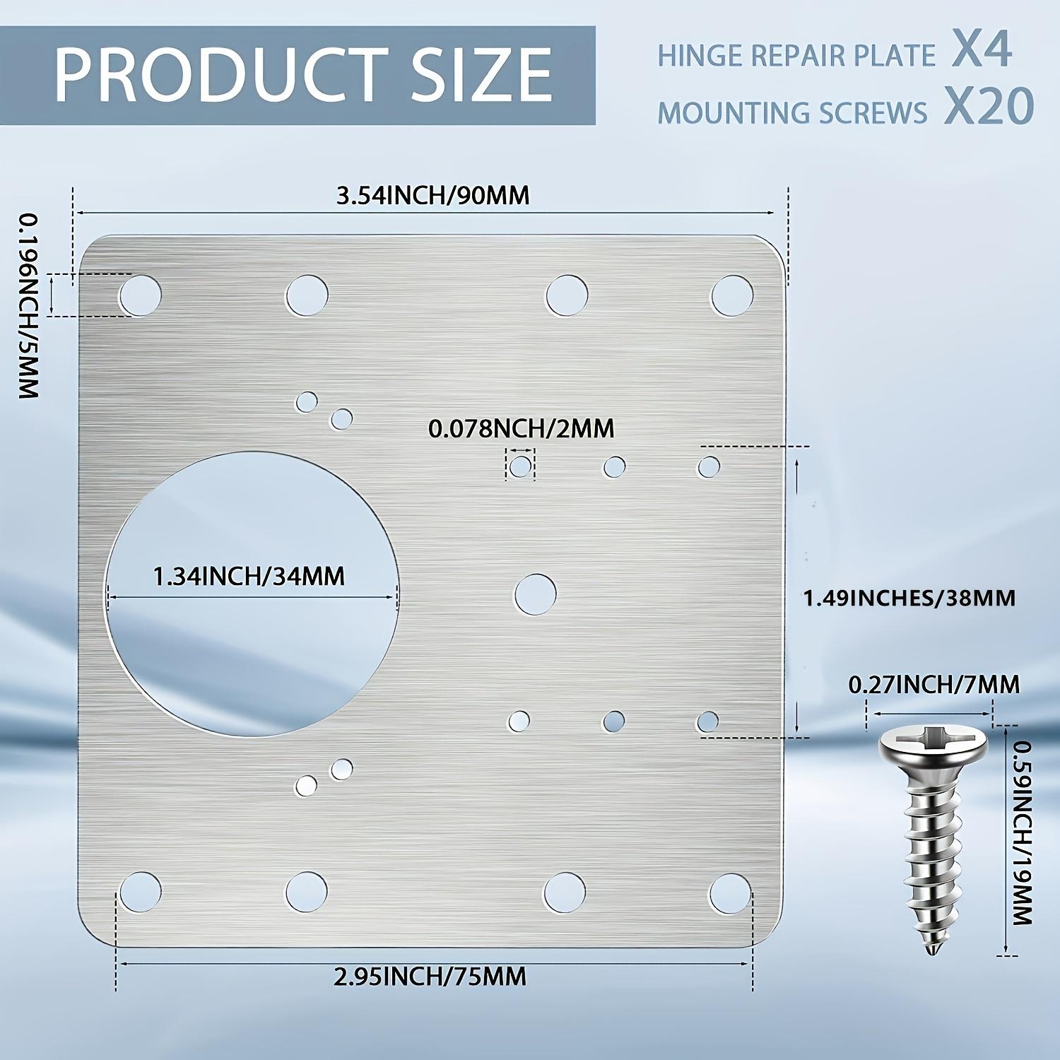 

1 Set Stainless Steel Cabinet Door Hinges with Repair Plates and Screws