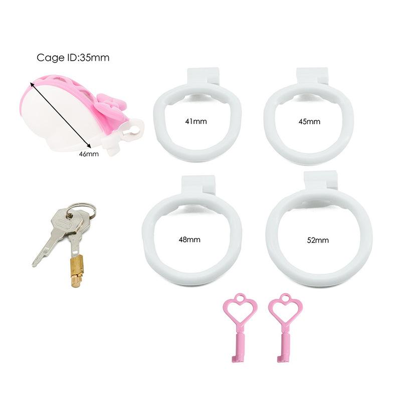 Pink Bow Two-Tone Crafted Chastity Lock: Men's Erotic Urethral Lock, Crossdressing Chastity Device, Chastity Cage Adult Sex Toys