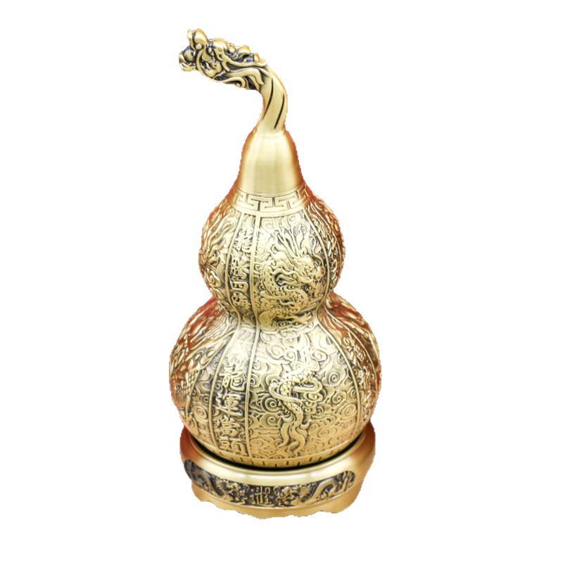 Brass Five Dragon Spinning Gourd Ornament for Home or Office Decor