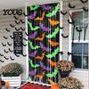 Halloween Room Decoration Foil Fringe Curtain for Halloween, Orange Purple Black Background Festive Photo Booth Props, Pumpkin Ghost Bat Party Tinsel