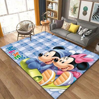 1 Stück Mickey und Minnie Teppich, Rutschfeste Fußmatte, Cartoon-Charakter-Design, Weicher Samt, Zimmerdekoration, Waschbar