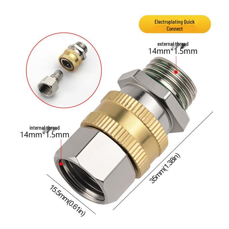 High-Pressure Sprayer Rotary Joint Quick Detachable 14mm*1.5mm Brass Connector