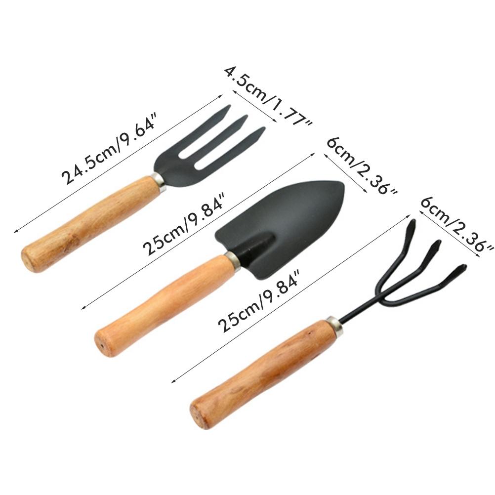 3PCS/Set Wooden Handle Mini Gardening Potted Tool Gardening Shovel Rake Fork Set for Houseplants Potted Plants