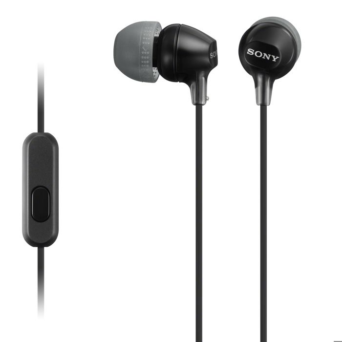 Ecouteurs intra-auriculaires - SONY - MDR-EX15AP - Noir - Télécommande universelle - 3 tailles d'embouts