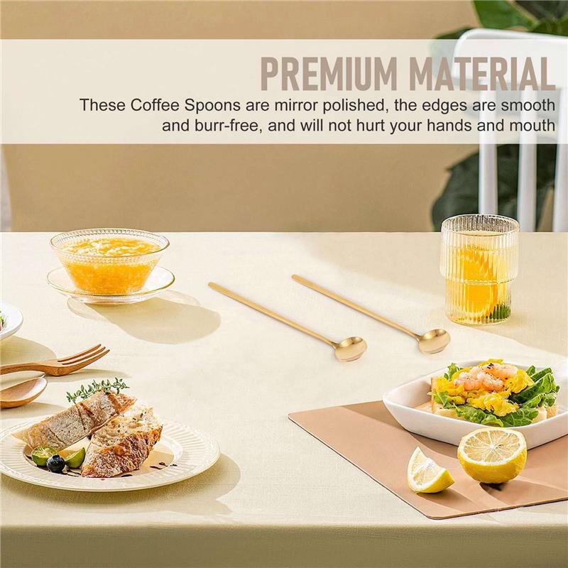 M-Modern-8 Stück 6,7 Zoll Kaffeelöffel, Rührlöffel, Teelöffel Langer Griff, Goldene Teelöffel, Goldene Löffel, Eistee-Löffel