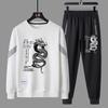 Spring and Autumn Men Tracksuit Casual Sportswear Couple Fashion Crewneck Hoodie Two-piece Set