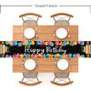 Black Happy Birthday Table Runner, Colorful Balloon Kitchen Dining Table Decoration Festive Balloon Design for Birthday Party Decor 13x72 Inch