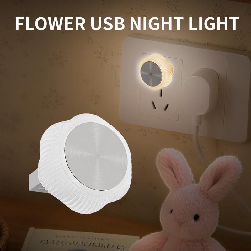 New Car USB Atmosphere Light Universal wire-free LED car breathing light, mini decorative flower-shaped colorful night light