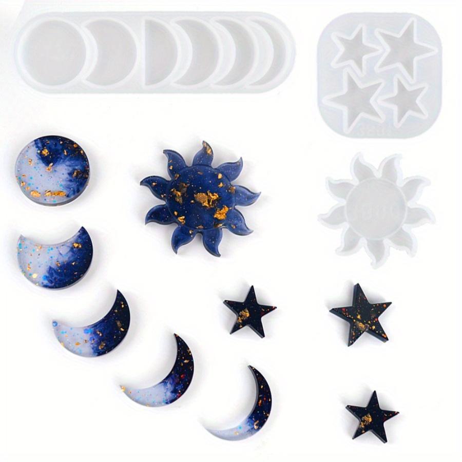 Sun Stars Moon DIY Keychain Pendant Silicone Mold Set Crystal Epoxy Resin Mold Pendants Jewelry Making Crystal Drop Glue Mold Resin Planet Pendant