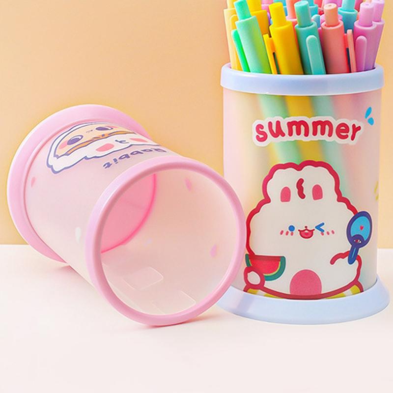 Kawaii Pen Holder Desktop Organizer  Cute Bear Bunny Stationery Cosmetics Storage Box