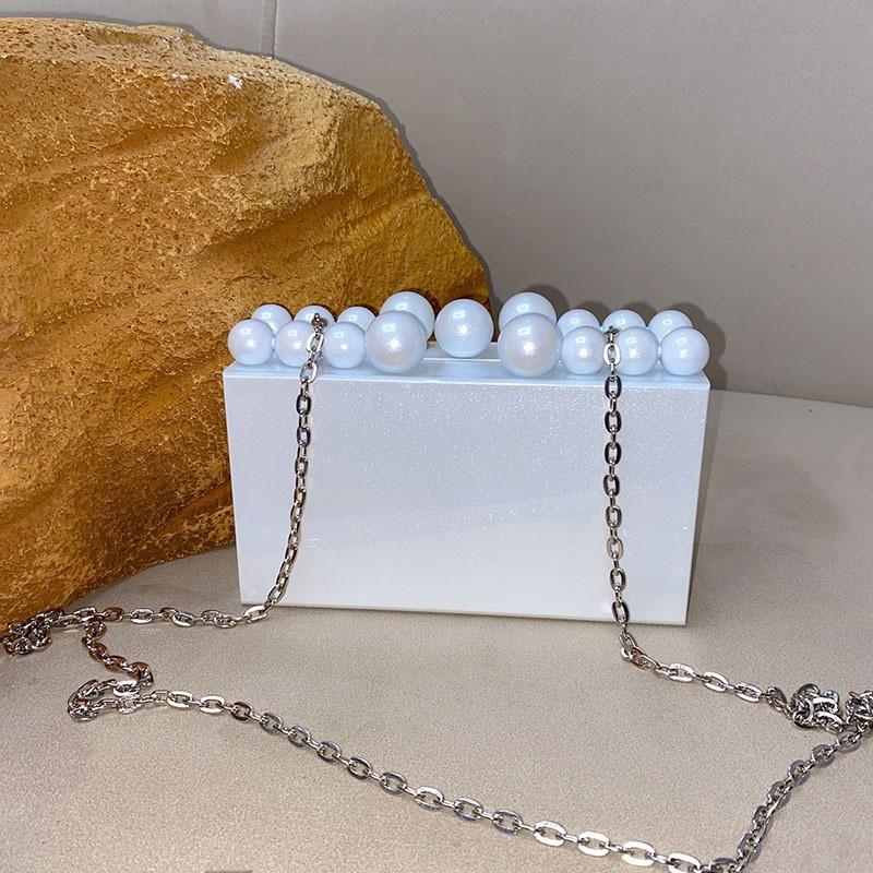 

Fashion pearl white streamer flower small square bag generous temperament hand bag messenger bag