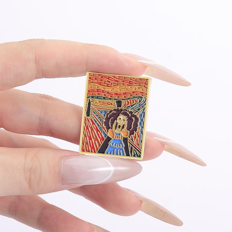 Anime Characters UV Print Pins Custom Skeleton Pirate Brooches Lapel Badges Clothes Punk Jewelry Gift for Friends