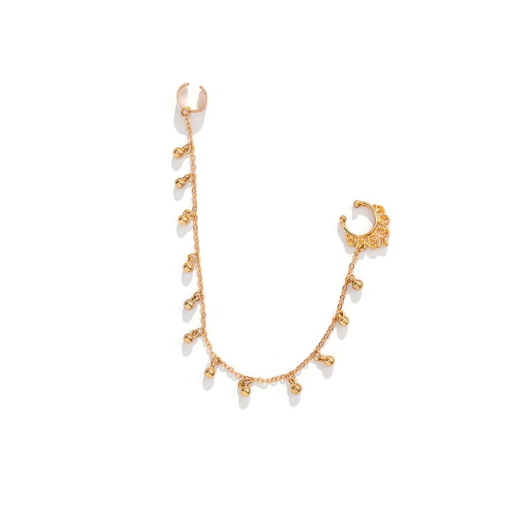 Ingemark Trendiger Geometrischer Perlenanhänger Nasenclip Ring Mit Ohrring Damen Ohne Piercing Metall Körperkette Schmuck Tänzer Zubehör