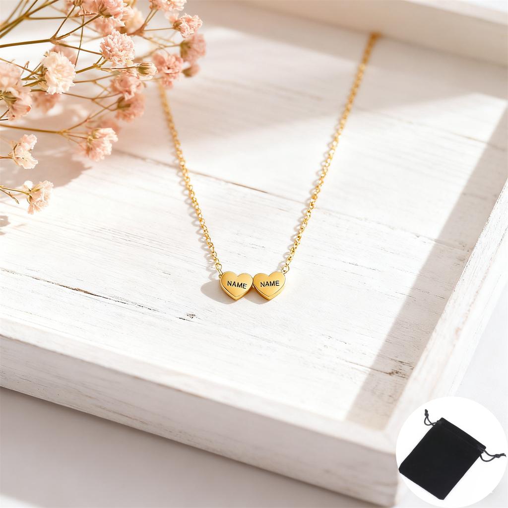 Customized Name Date Mini Minimalist Love Necklace Stainless Steel Heart Shaped Women's Necklace Fashion Couple Jewelry Gift