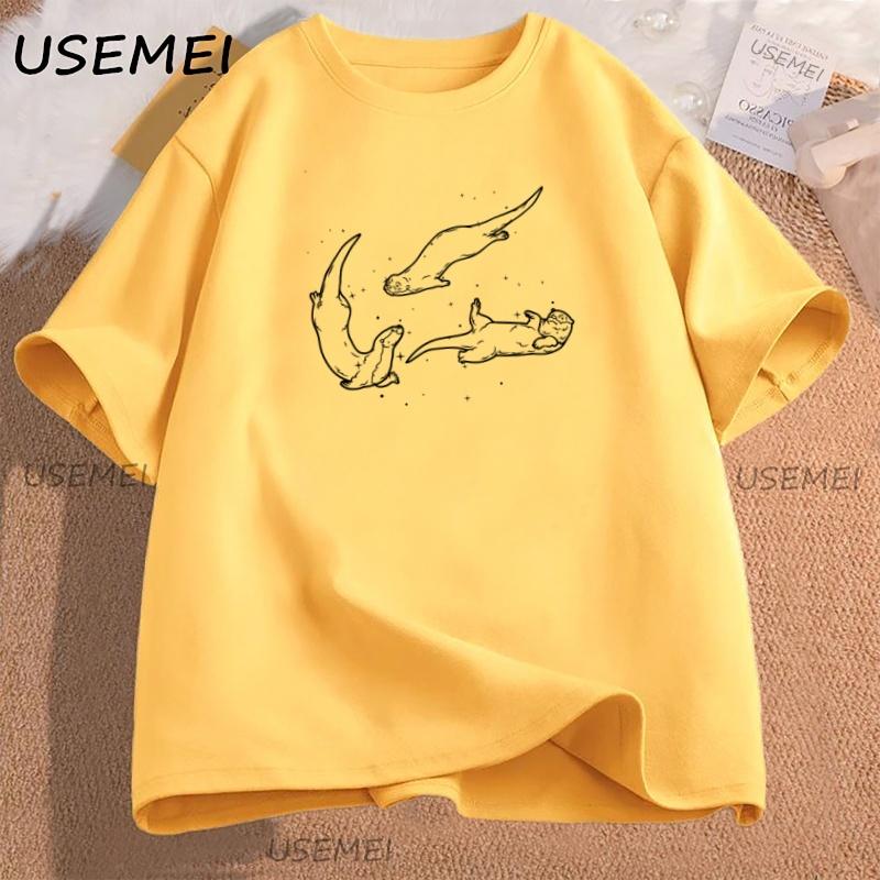 Otter T Shirt Retro 90s Graphic T Shirts Y2k 2000s Nature Tee Casual Cotton Short Sleeve Men Women Round Neck Tshirt Clothes