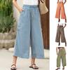 Pantaloni da donna Vita elastica Coulisse Gamba larga Casual Pantaloni estivi con tasche Stampa a righe Pantaloni lunghi Viaggio Abbigliamento quotidiano