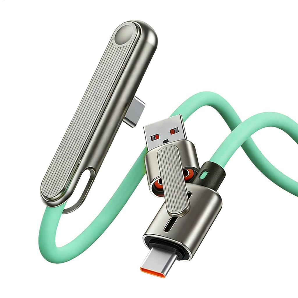 240W Fast Charging Cable With Hide Bracket USB-A/C To Type-C Dual-head Charging Cable Side-mounted Phone Charging Cable