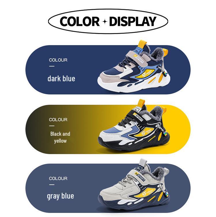 Vattentäta löparskor för pojkar med fleecefoder i läder - Varma, mångsidiga och snygga för barn