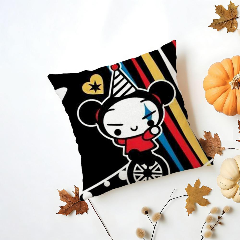 Kawaii PPucca Anime Cushion Cover Iceland Washable Linen Soft  for Daily Sofa Bed Home Room Decor