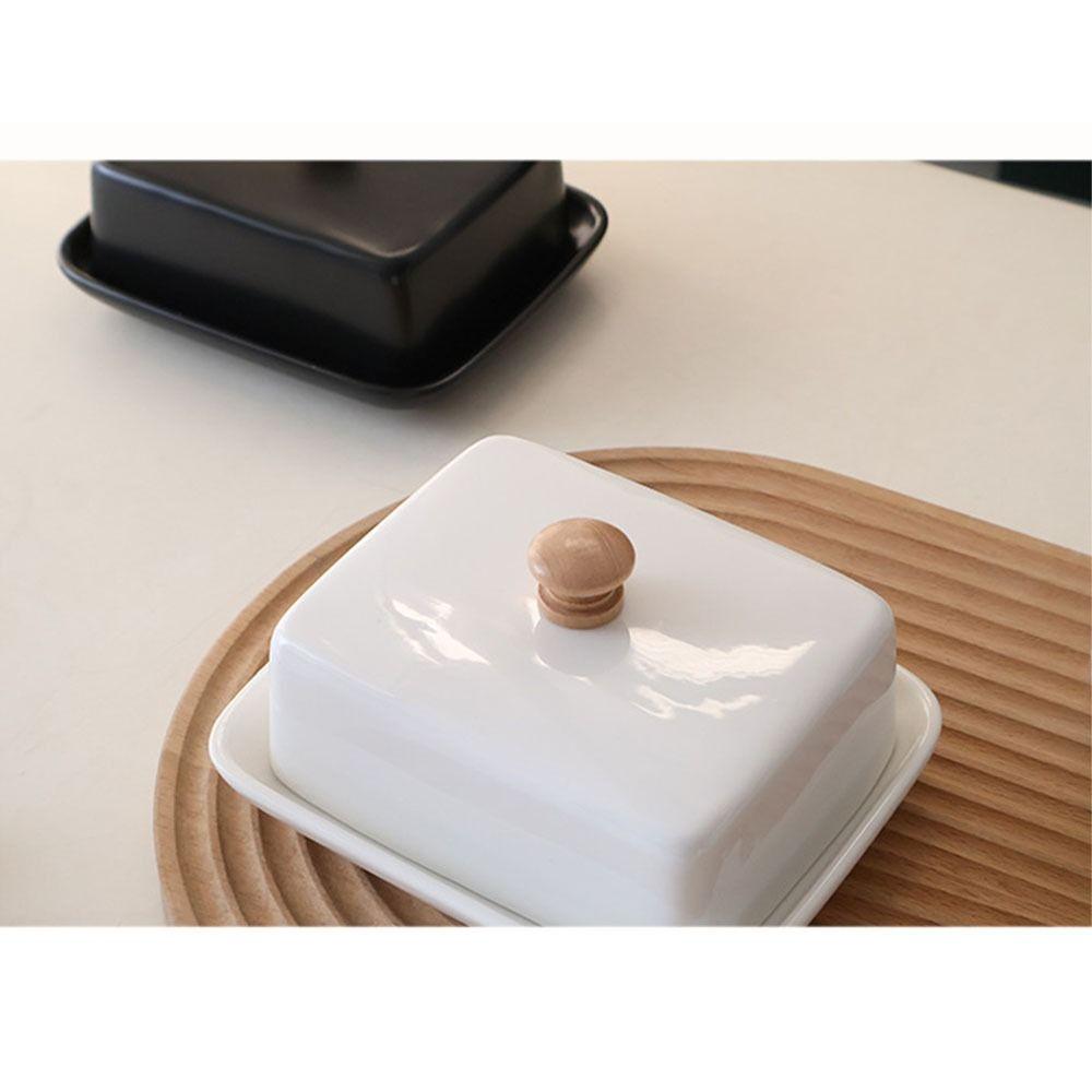 With Lid Ceramic Butter Dish Top Handle Sealed Butter Container Nordic Butter Plates  Snack