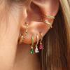Women Multi Color CZ Drop Earrings Gold Plated Cute Girls Hoop Earrings Geometric Cubic Zirconia Earrings Jewelry Gift