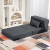 Floor Sofa, Upholstered Couch, Convertible Into Mattress, Foam, Cushion, Dark Grey