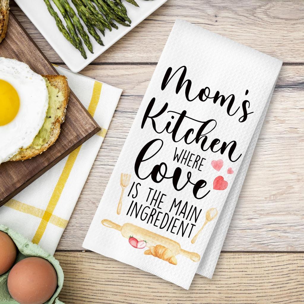 Best Mom Gifts Kitchen Towels, Mother's Day Birthday Gifts for Mom Dish Tea Towels for Kitchen, Mother Gift from Daughter Son Decorative Hand Towels,
