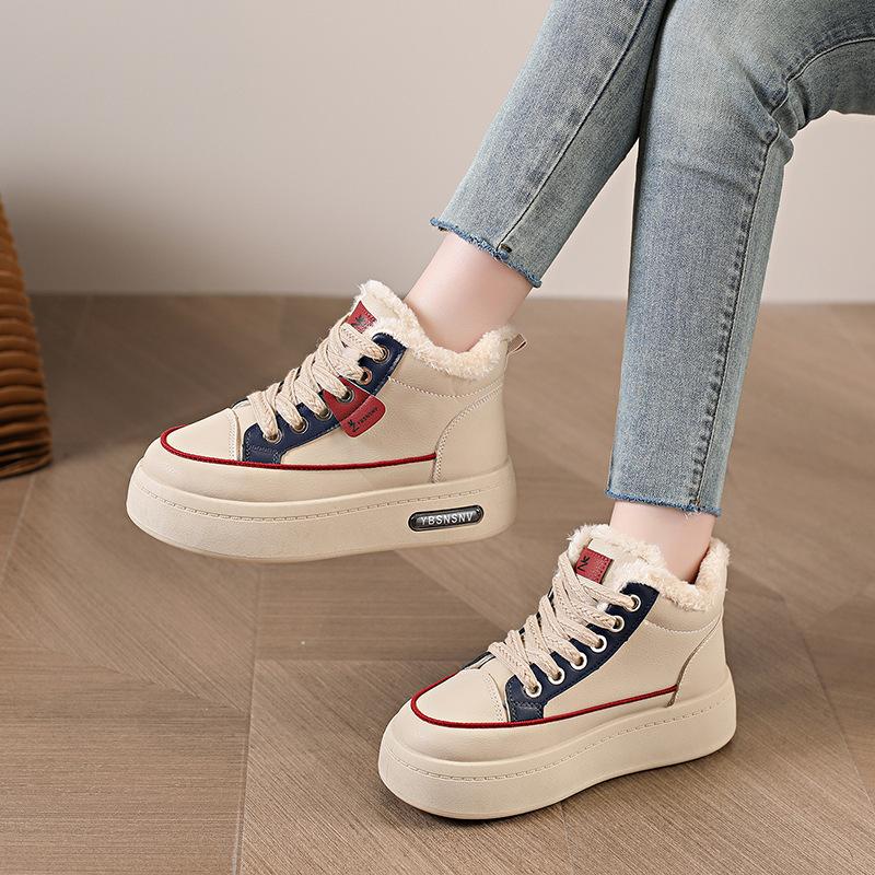Cotton shoes women's winter new thick-soled casual velvet thickened warm soft-soled high-top sports shoes