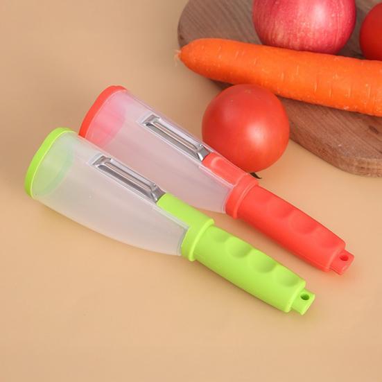 Stainless Steel Peeler with Built in Storage, Vegetable Fruit Cutter, Portable Potato Peeler with Collector, Kitchen Tool