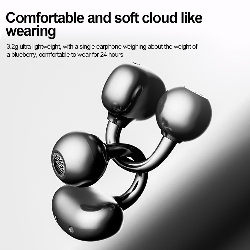 Wireless Bluetooth 5.4 Earphones Ear Clip On Headphones Waterproof Sport Headsets Noise Reduction HiFi Stereo Earbuds for Smart Phones