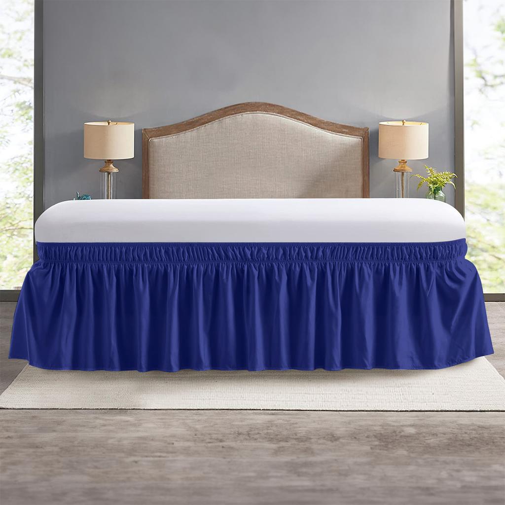 Wrap Around Dust Elastic Ruffle Bed Skirt Bedding for King Queen Twin Easy Fit Wrinkle-Free Washable Fade Resistant Home Decor