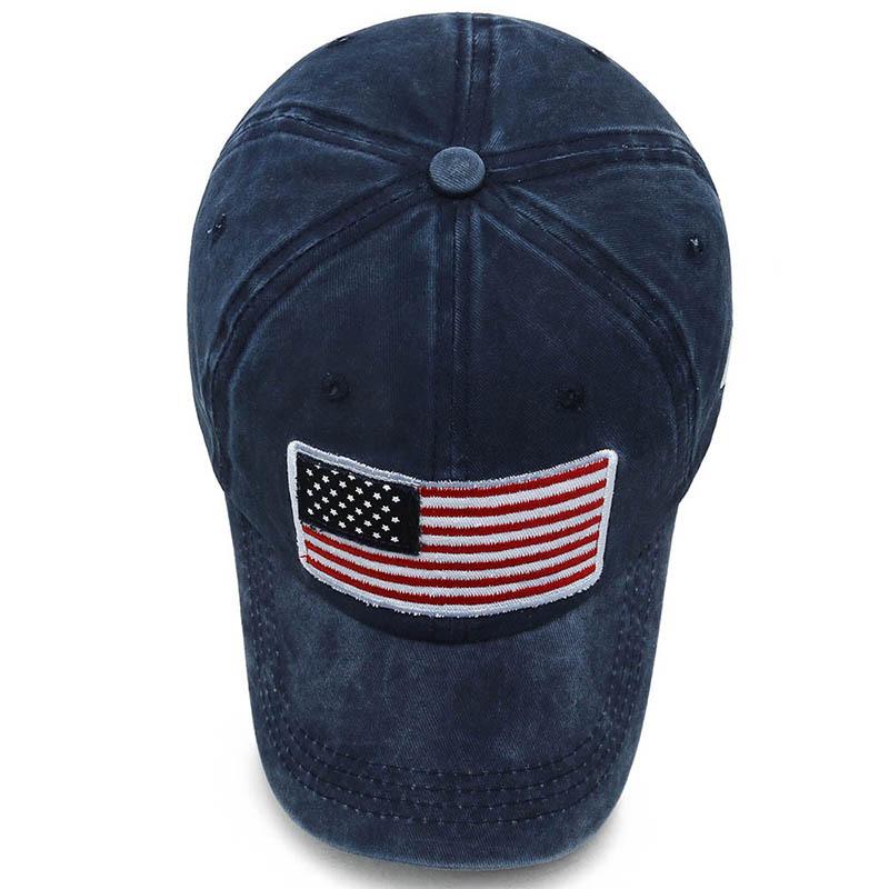 USA Flag Embroidery Baseball Cap Washed Distressed Sports Hat Adjustable Sunscreen Dad Hats For Women Men