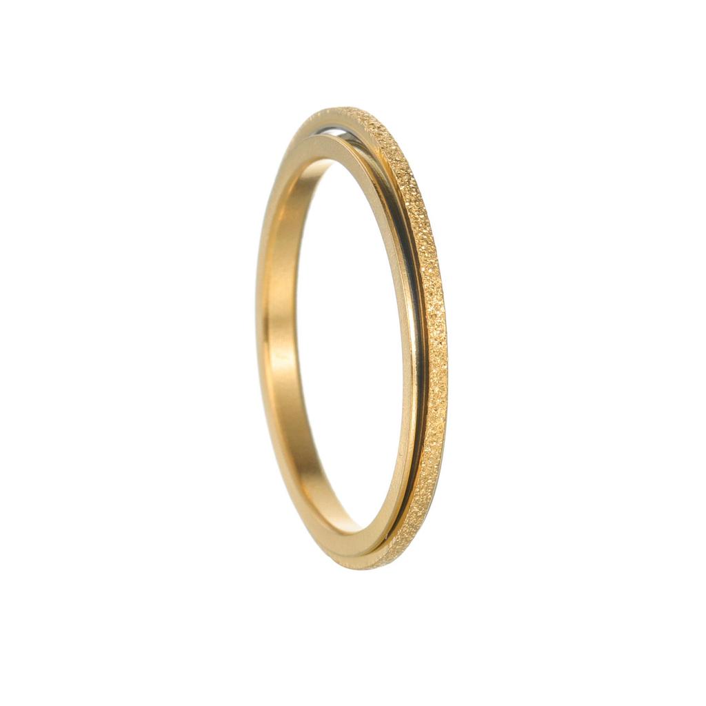 Stainless Steel Rotatable Couple Frosted Ring - Trendy Decompression Jewelry