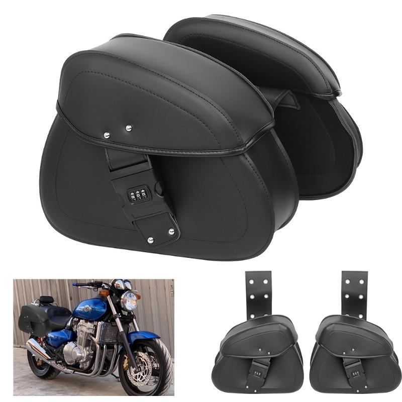 1 Pair Motorcycle Universal Black Faux Leather Saddlebags Side Luggage Saddle Bags for Honda for SUZUKI Yamaha Cafe Racer Bobber
