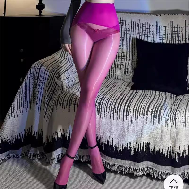Wide Waist High Rise Summer Hosiery Women Aurora Sparkly Seamless Tights Shaping Legs Smooth Silk Pantyhose Dance Clubwear