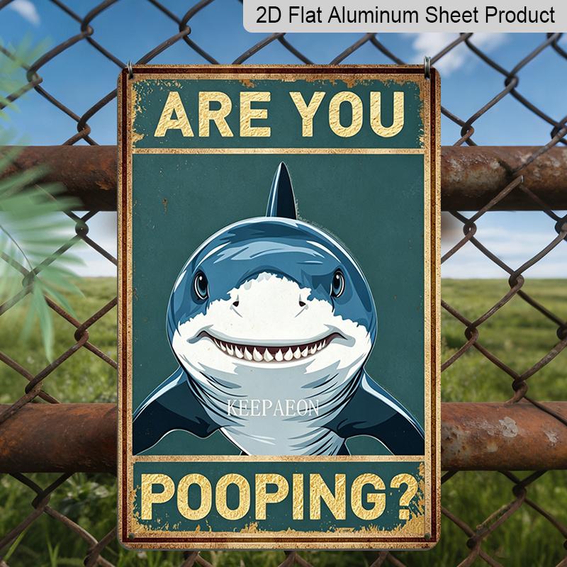 

2D Flat Humorous Shark Bathroom Aluminum Sign - Funny Home & Restroom Decor Bathroom Wall Decor, Restroom Humor, Funny Home Bathroom, Guest Bathroom 20*30cm