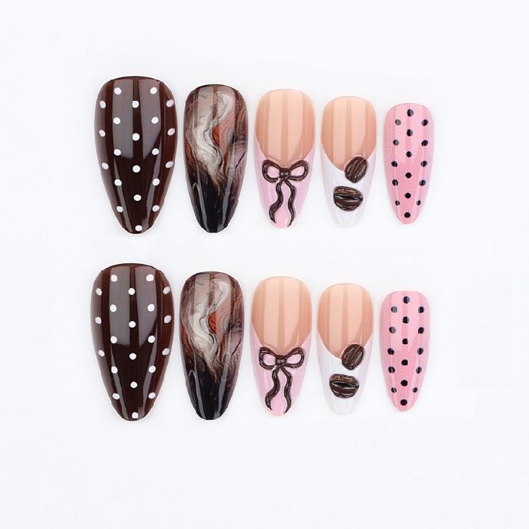 Fashionable French False Nail Pink Gradient Pattern Lightweight ABS Material Easy Application Nail Decoration