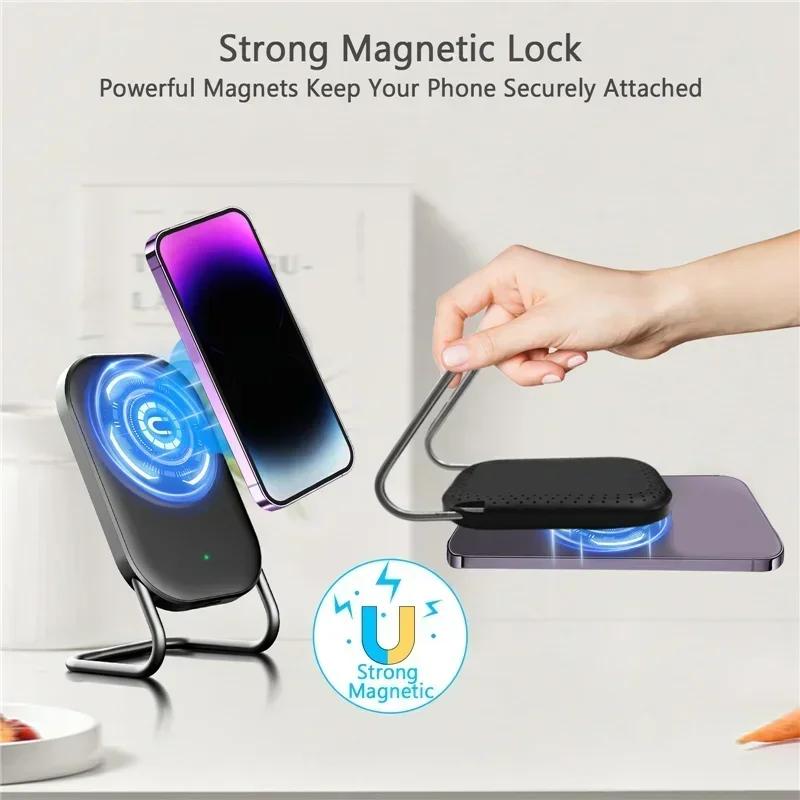 Magnetic Wireless Charger Stand Pad 30W Induction Fast Charging Station Holder for iPhone 16 15 14 Samsung S24 S23 Note Xiaomi