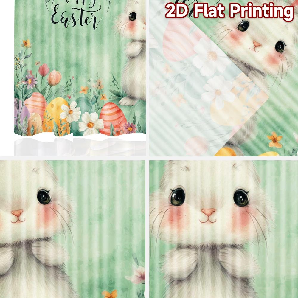 2D Flat Printing 2pcs Window Treatment Curtains Easter Bunny Flowers Eggs Digital Printed Polyester Drapes Birthday Party for