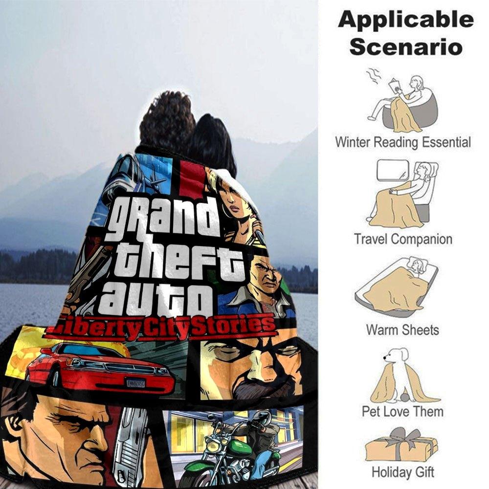 1 pezzo Coperta Morbida in Flanella Grand Theft Auto con Stampa di Designer Una coperta accogliente per tutte le stagioni, perfetta per il divano, il letto, l'ufficio